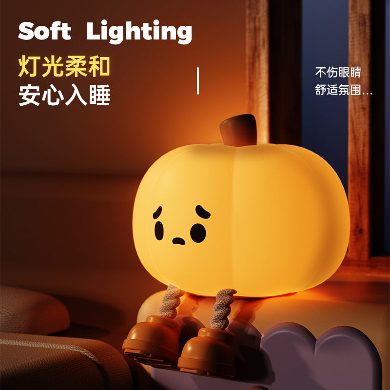 Pumpkin Night Light Bedroom Sleep Light Bedside Pat Light Internet Celebrity Hot Night Light Children's Sleeping Eye Protection Light Gift