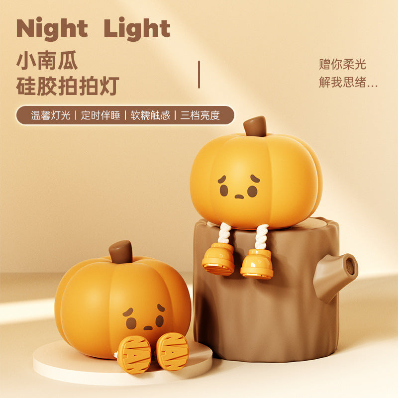 Pumpkin Night Light Bedroom Sleep Light Bedside Pat Light Internet Celebrity Hot Night Light Children's Sleeping Eye Protection Light Gift